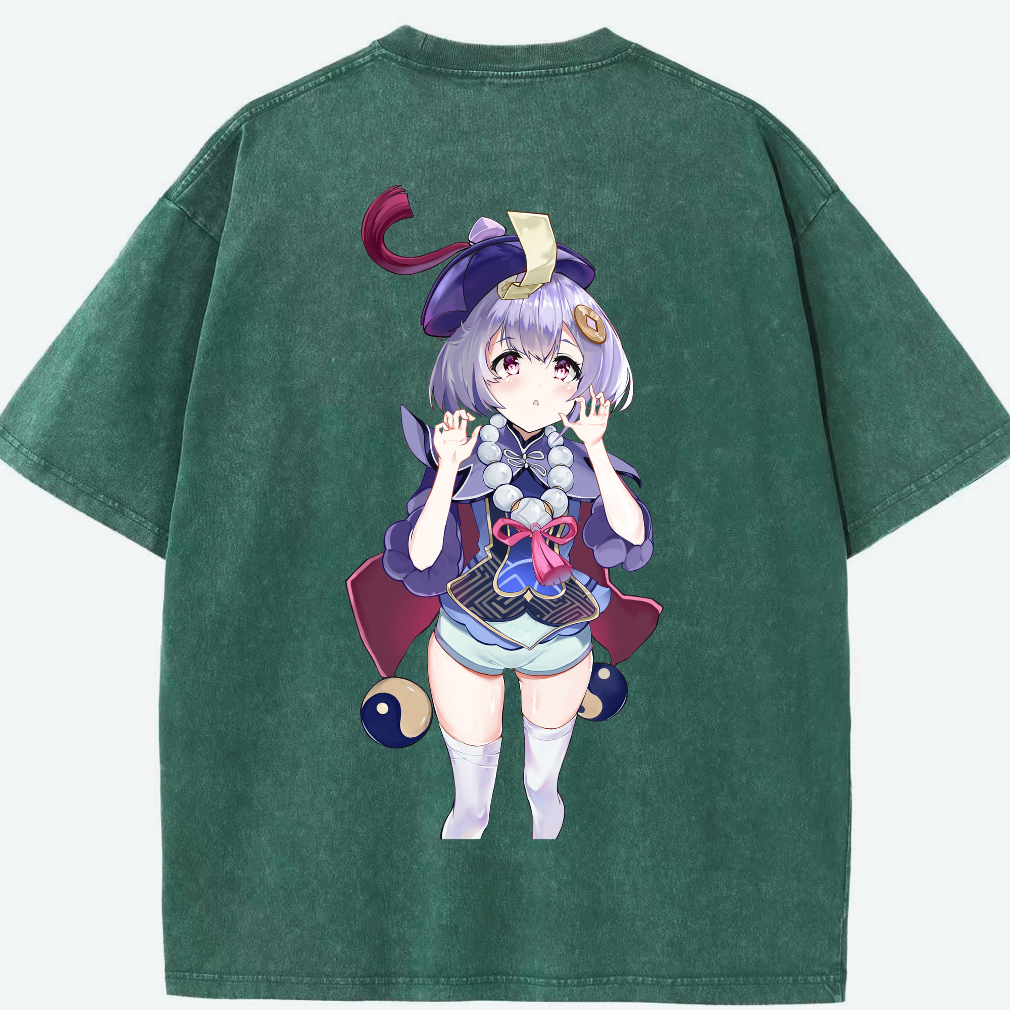 げんし神 七七 なな  genshin Nana 綿100% ヴィンテージ風 半袖Tシャツ（背面プリント）
